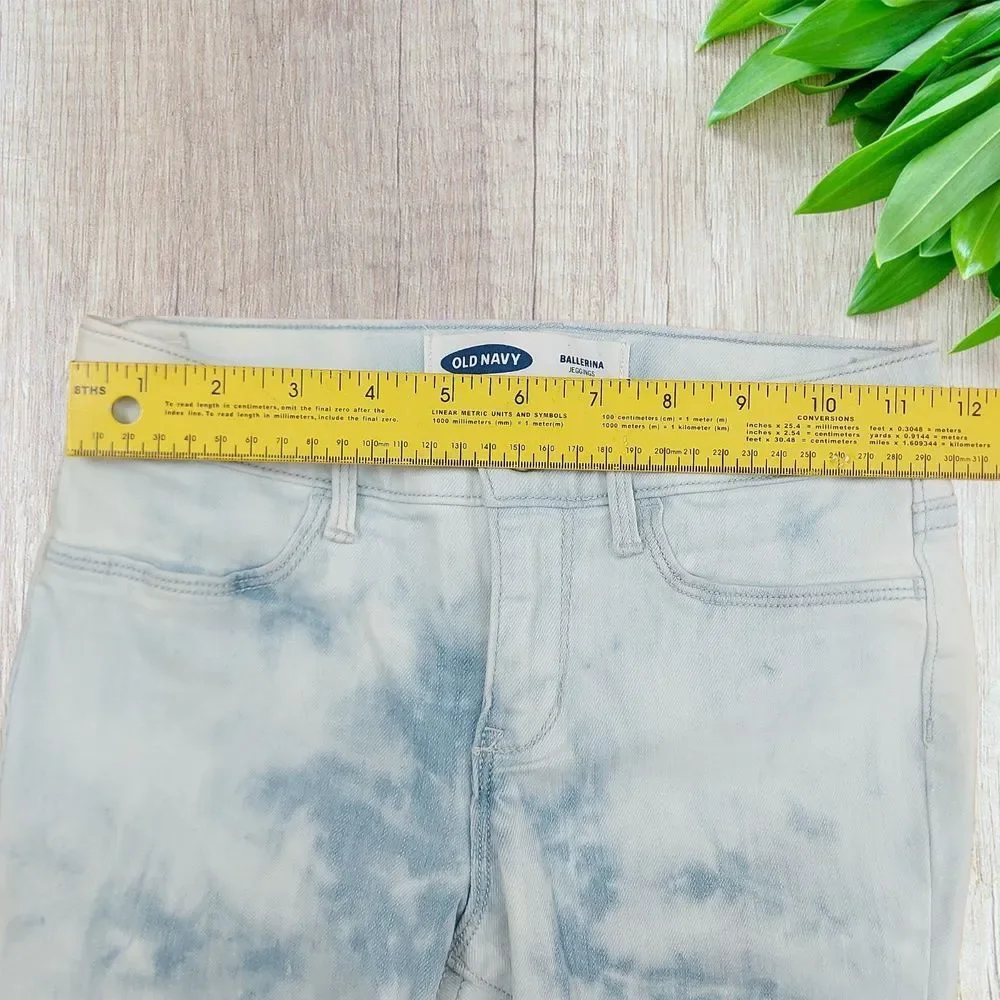 Old Navy Girls Ballerina Jeggings 10 Light Blue Raw Hem Stretch Adjustable Waist